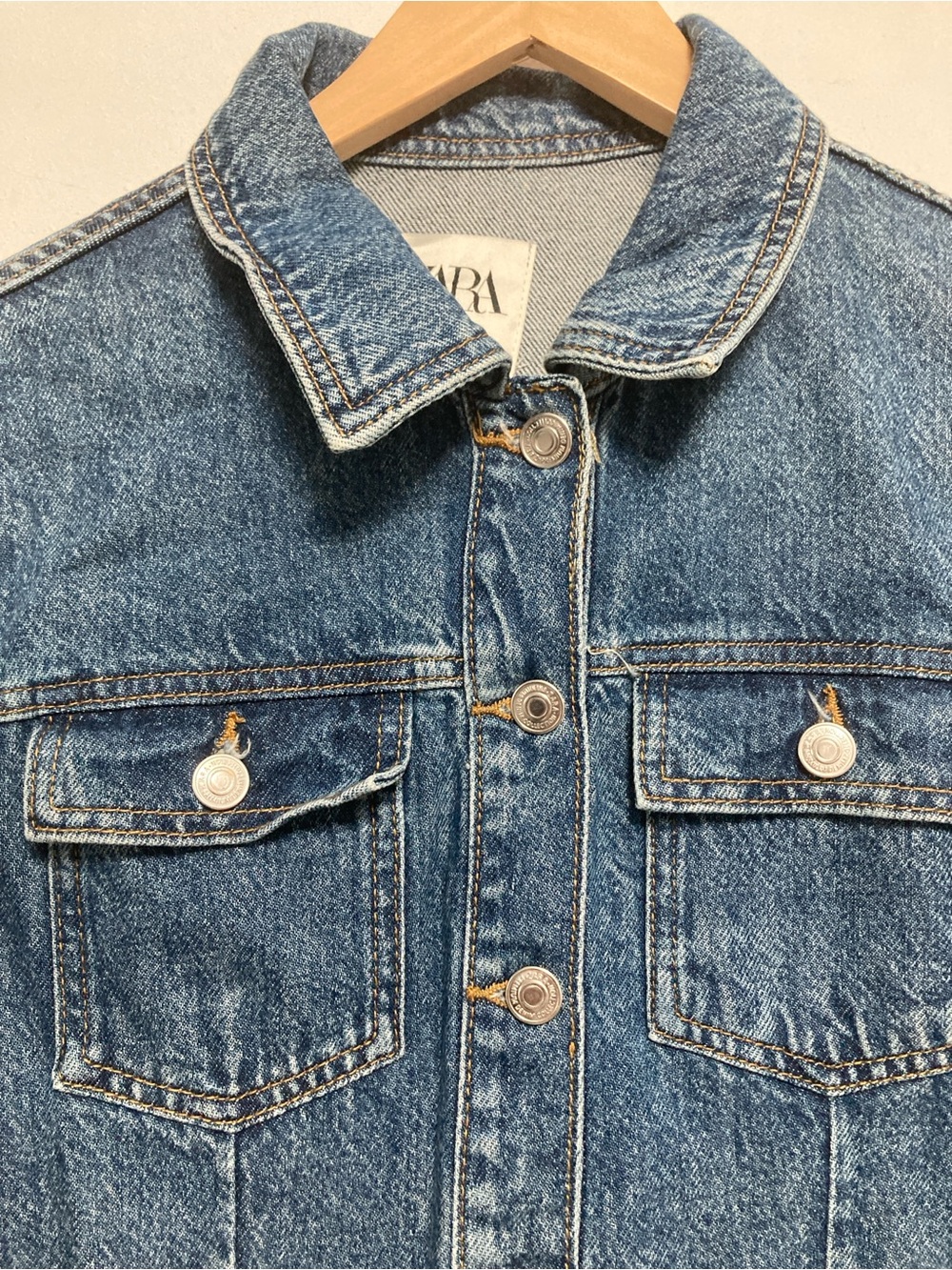 Zara Denim Mini Dress Demin Shirt Dress Size M 100% Cotton Western Y2K Blue - Picture 4 of 16